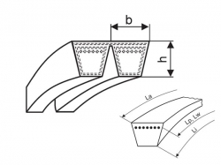 Klínový řemen násobný 5-25J 2540 La - 5-8V 1000 optibelt KB VB