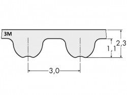 Řemen ozubený 3MHP 144 - 9 mm optibelt OMEGA HP